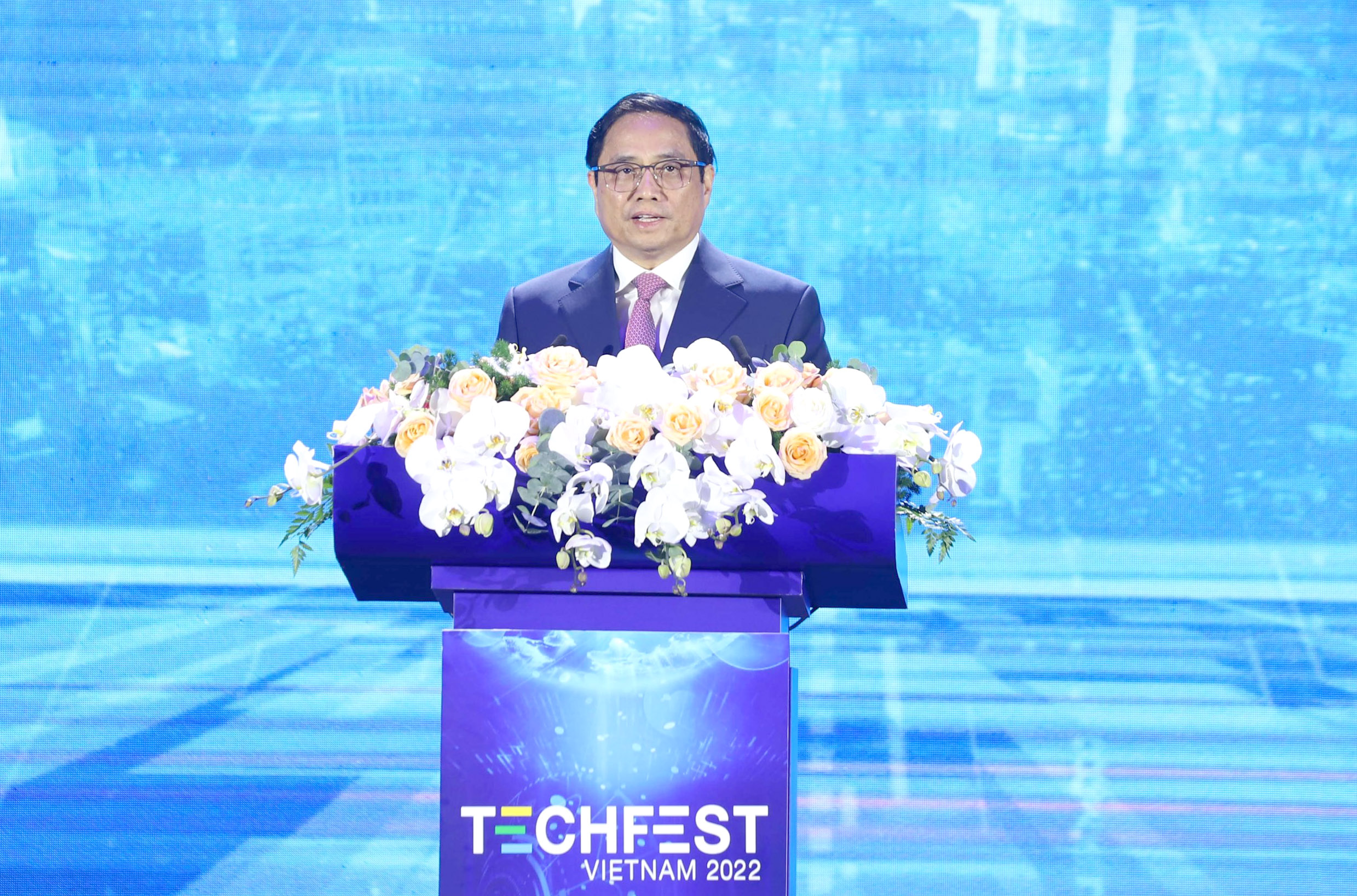 Thủ tướng Chính phủ Phạm Minh Chính phát biểu tại chương trình Dấu ấn TECHFEST 2022.